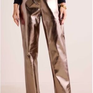 AMYLYNN Metallic Bronze Straight-Leg Women's Pants